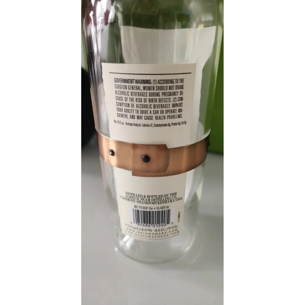 Basil Hayden Bottle  Kentucky Straight Bourbon Whiskey 750ml w Cork EMPTY Copper